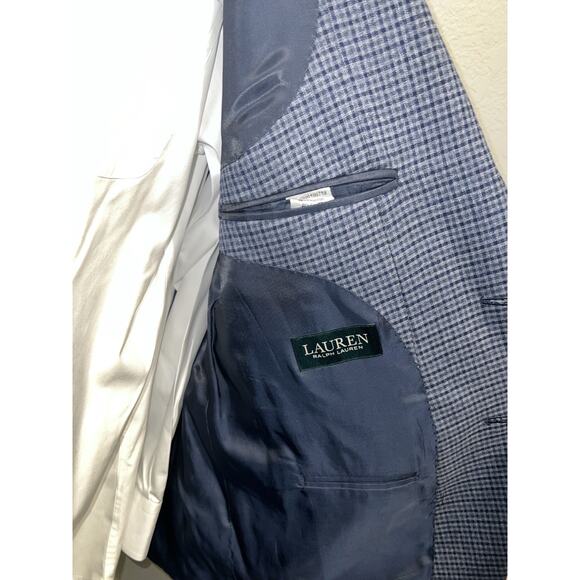Lauren Ralph Lauren Men’s 48R Blue Plaid Blazer Sport Coat Polyester Viscose - Picture 7 of 14